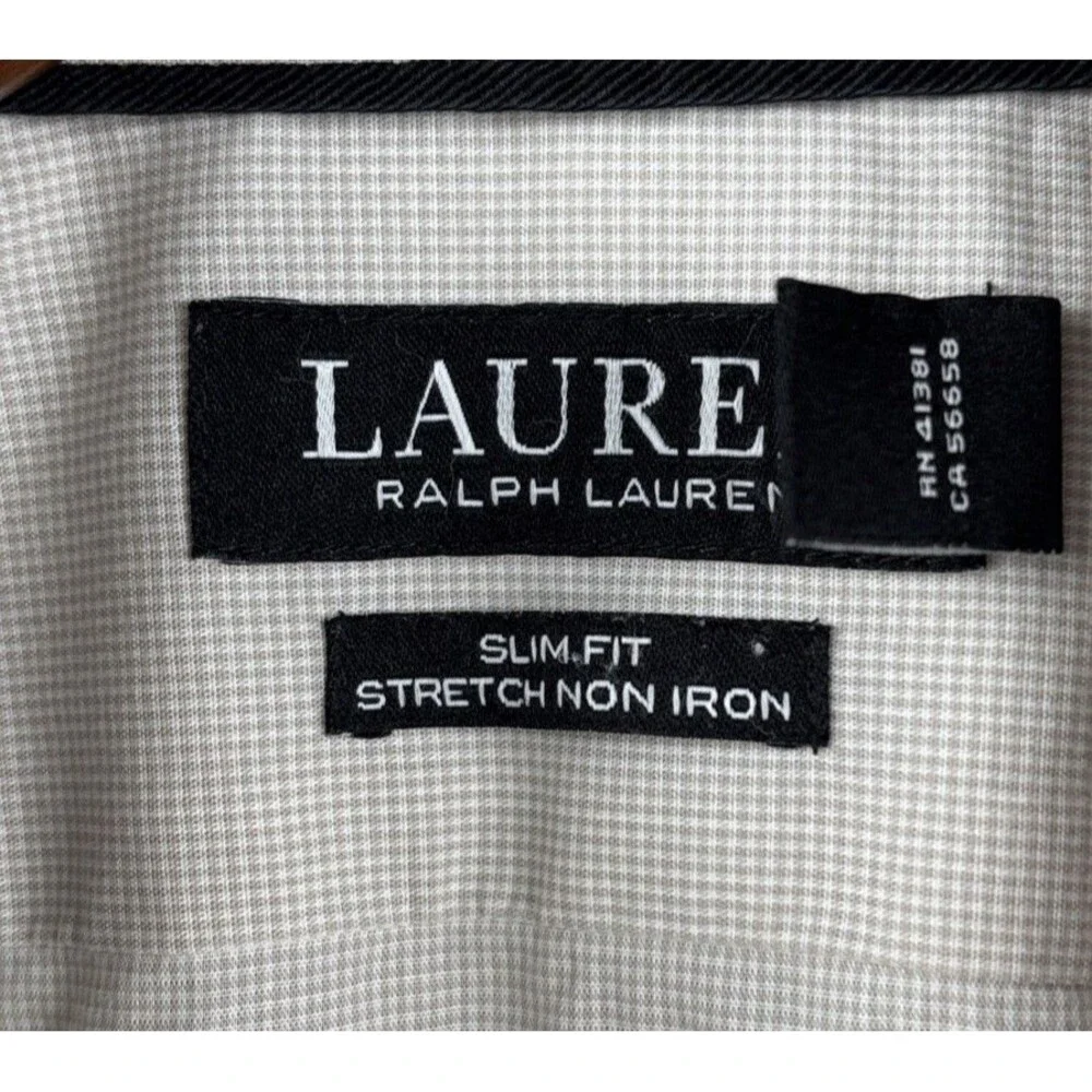 Ralph Lauren Dress shirt Mens 14 1/2 - 32/33 Beige Slim Fit Stretch Long Sleeve